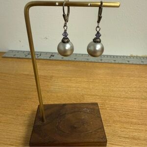 Silver 925 with grey pearl drop dangle earrings